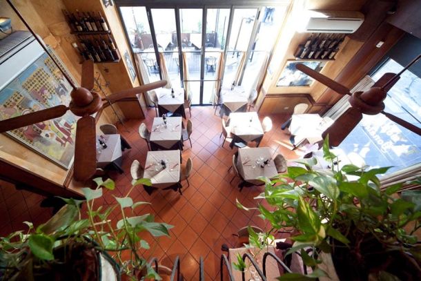 Sala vista da pranzo sopra